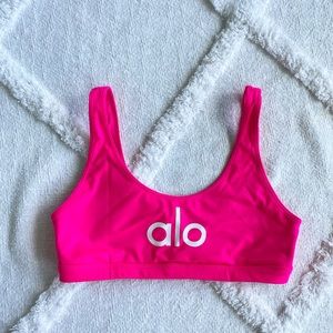Alo Yoga Hot Pink Logo Crop Top Bra